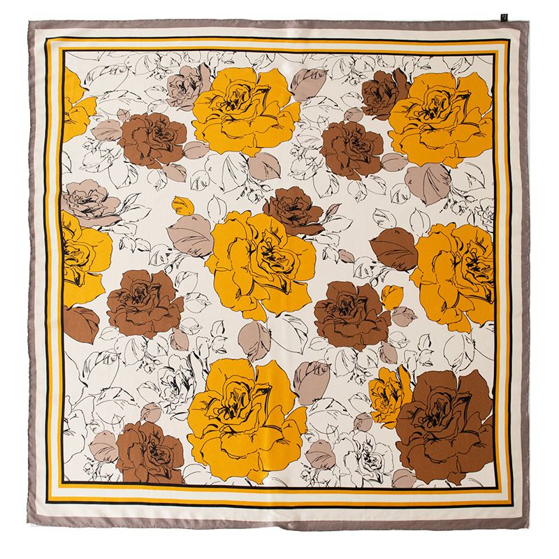 41" x 41" Classic Bloom Floral Paisley Butterfly Vintage Printed 100% Mulberry Silk Charmeuse Square Scarf