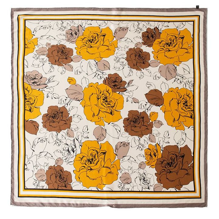41" x 41" Classic Bloom Floral Paisley Butterfly Vintage Printed 100% Mulberry Silk Charmeuse Square Scarf