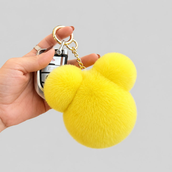 Real Rabbit Fur Bear Keychain Luxury Genuine Fur Pom Pom Bag Charm Key Ring Accessory