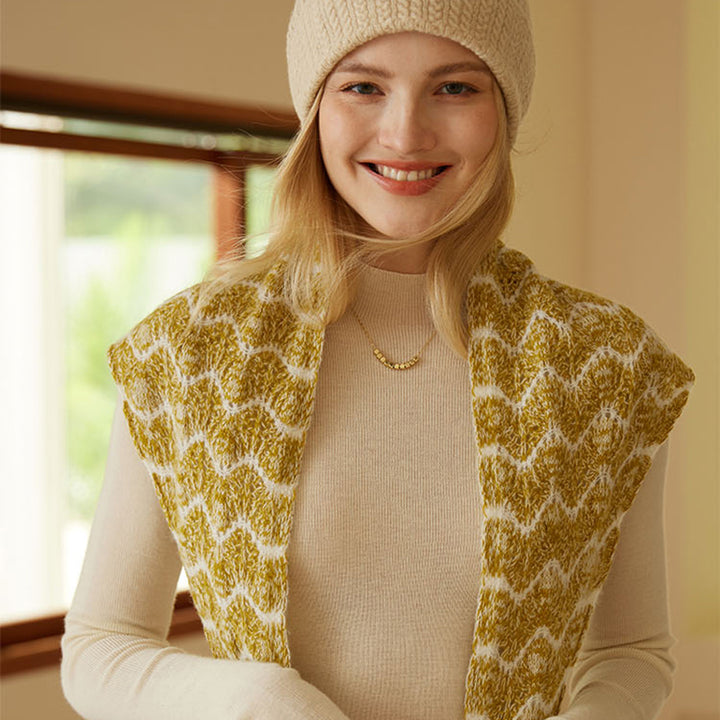 All Seasons Patterned Pure Cashmere Triangle Shawl Scarf