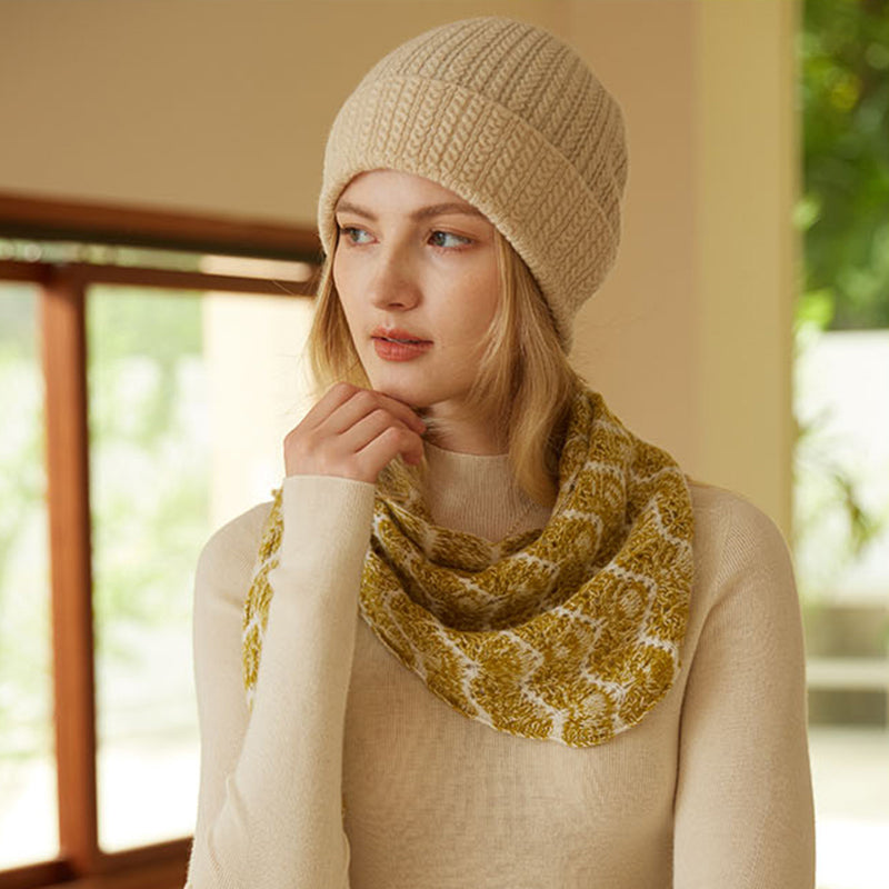 All Seasons Patterned Pure Cashmere Triangle Shawl Scarf