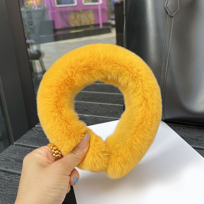 Real Rabbit Fur Headband Women's Soft Plush Leopard Print Hair Accessories