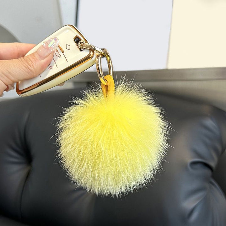 Genuine Fox Fur Pom-Pom Keychain Luxury Fluffy Fur Ball Bag Charm