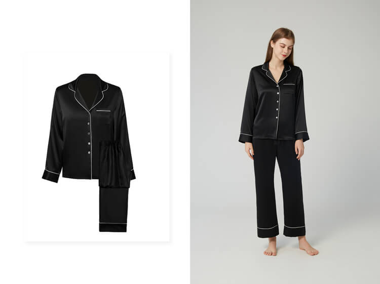 Double-Sided Silky Luxury Mulberry Silk Full-Length Pajama Set for Women LSP001