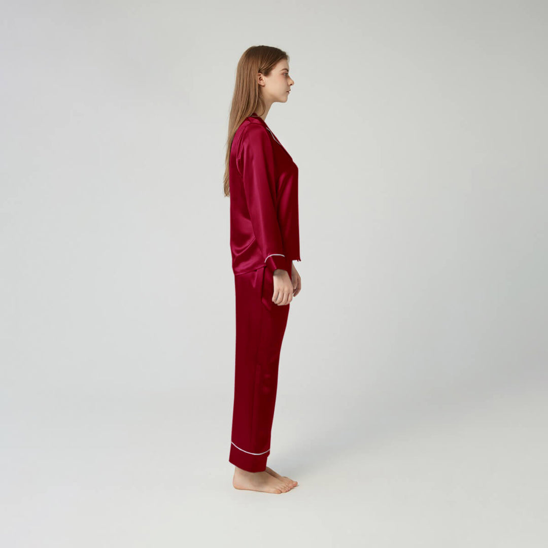 Double-Sided Silky Luxury Mulberry Silk Full-Length Pajama Set for Women LSP001