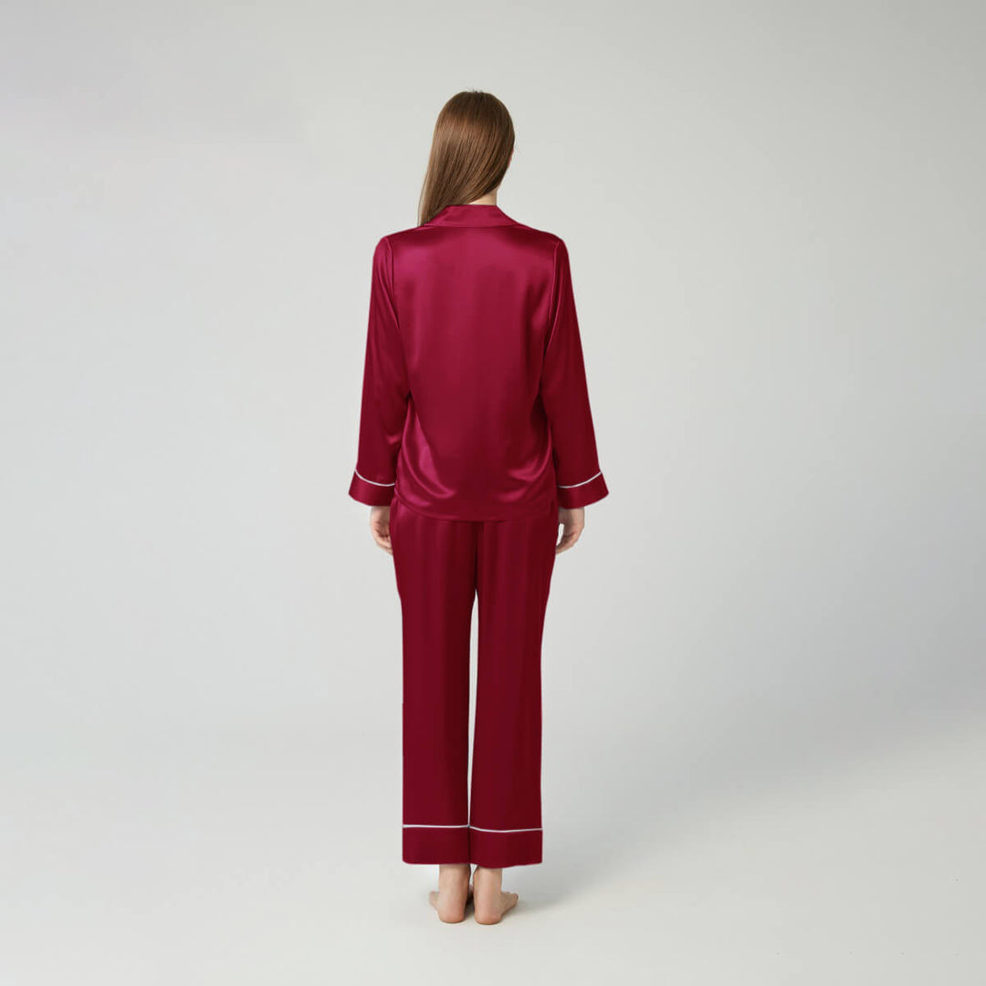 Double-Sided Silky Luxury Mulberry Silk Full-Length Pajama Set for Women LSP001