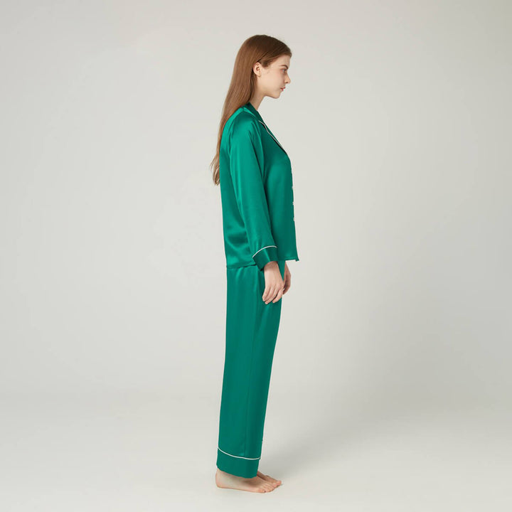 Double-Sided Silky Luxury Mulberry Silk Full-Length Pajama Set for Women LSP001