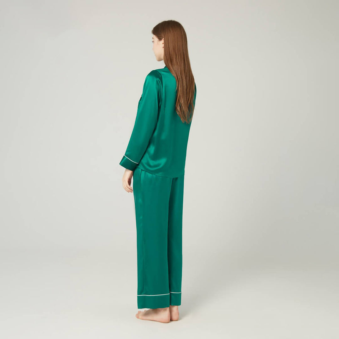 Double-Sided Silky Luxury Mulberry Silk Full-Length Pajama Set for Women LSP001