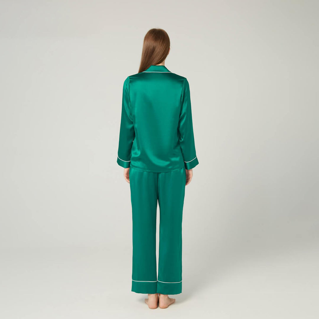 Double-Sided Silky Luxury Mulberry Silk Full-Length Pajama Set for Women LSP001