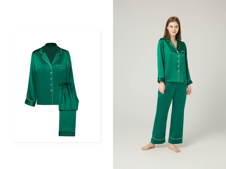 Double-Sided Silky Luxury Mulberry Silk Full-Length Pajama Set for Women LSP001