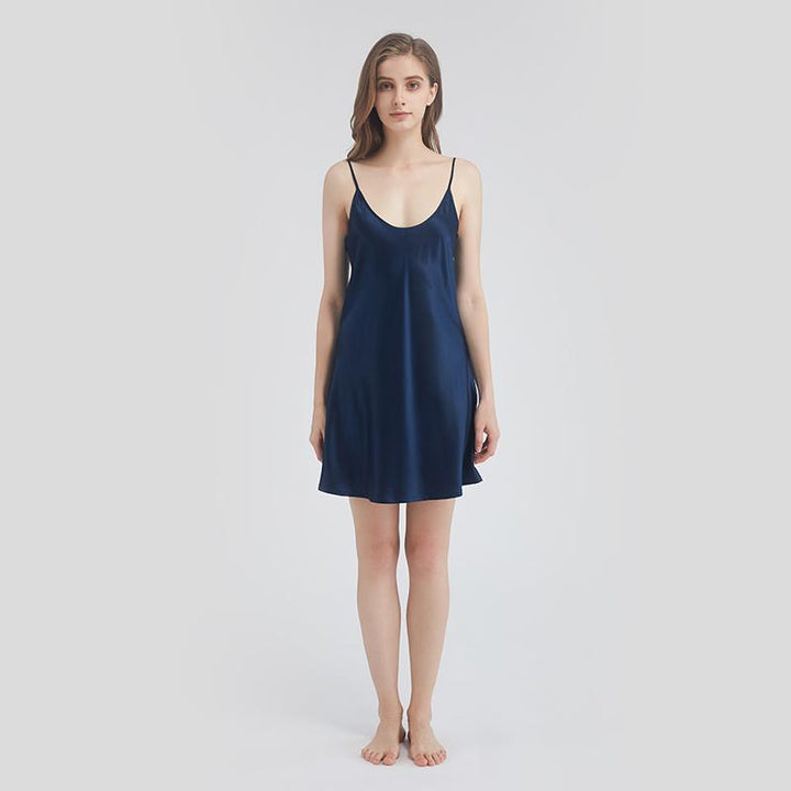 Double-Sided Silky Scoop Neckline Mulberry Silk Chemise for Women LSP005
