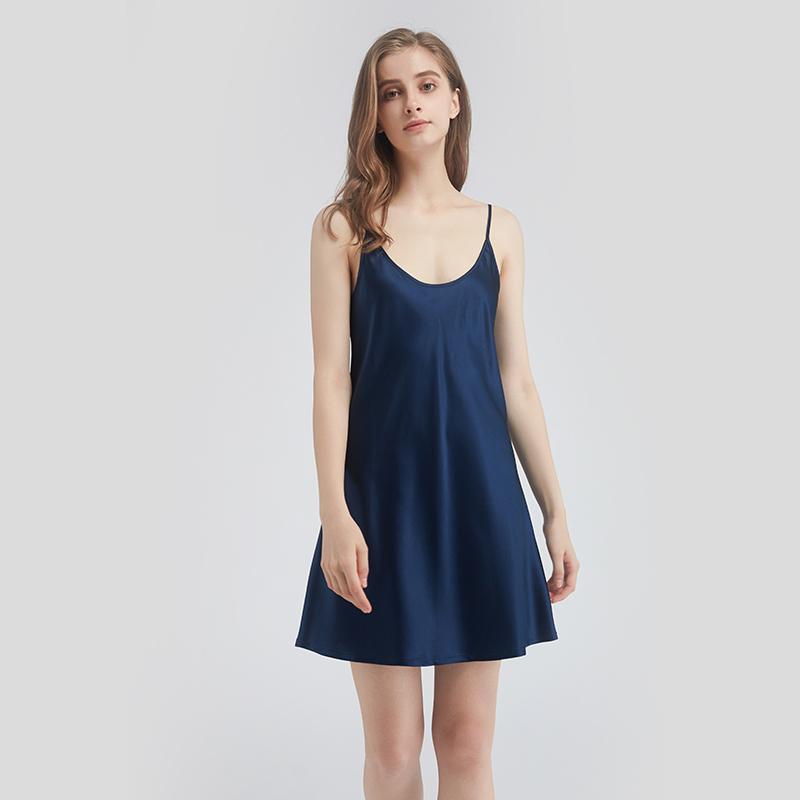 Double-Sided Silky Scoop Neckline Mulberry Silk Chemise for Women LSP005