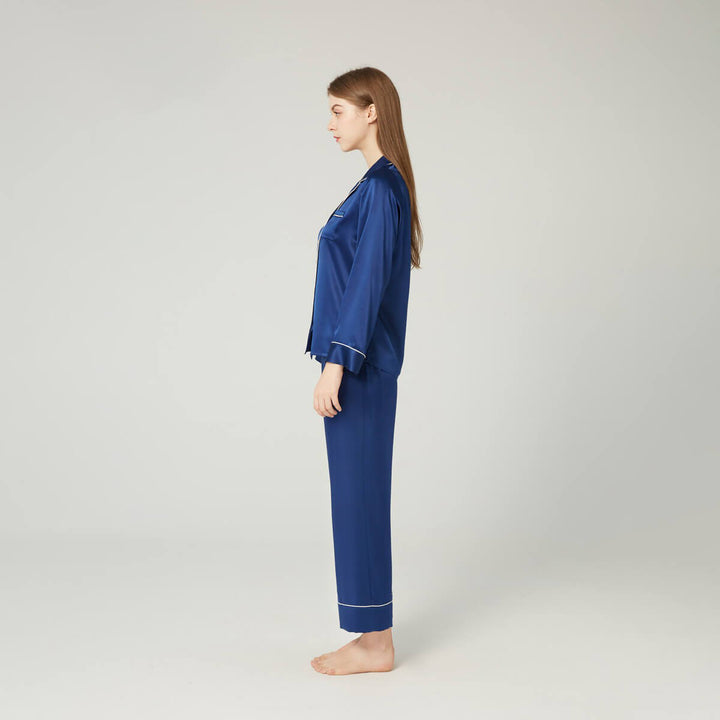 Double-Sided Silky Luxury Mulberry Silk Full-Length Pajama Set for Women LSP001