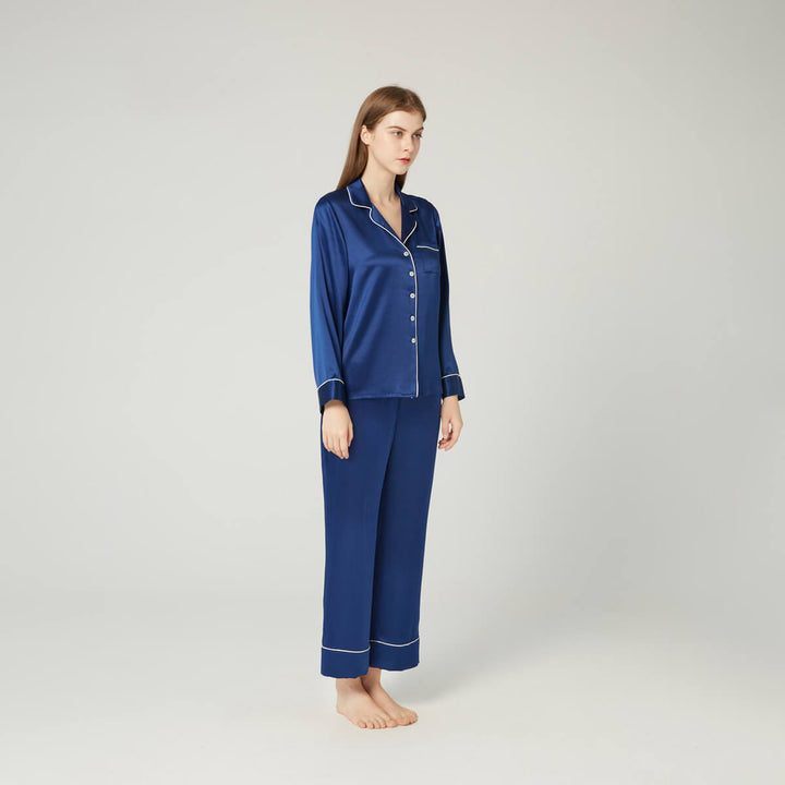 Double-Sided Silky Luxury Mulberry Silk Full-Length Pajama Set for Women LSP001