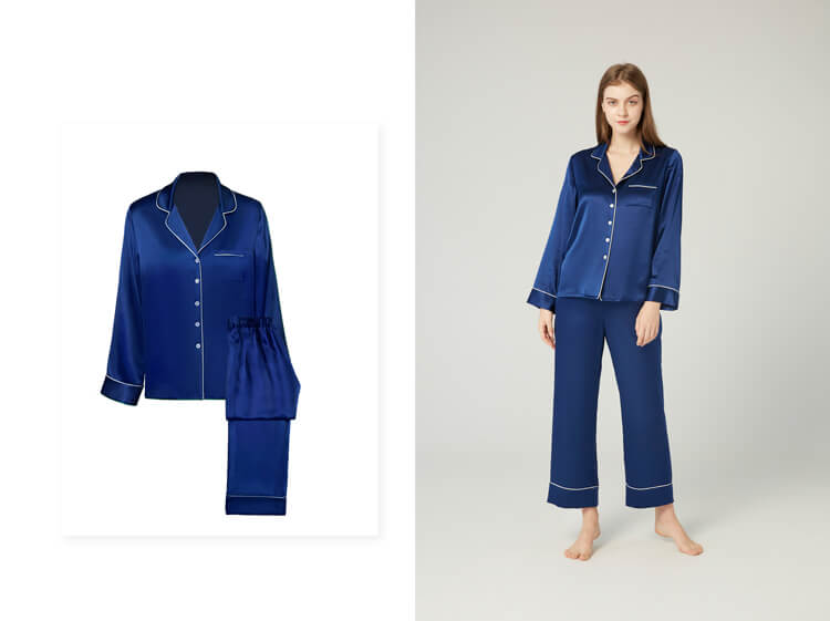 Double-Sided Silky Luxury Mulberry Silk Full-Length Pajama Set for Women LSP001