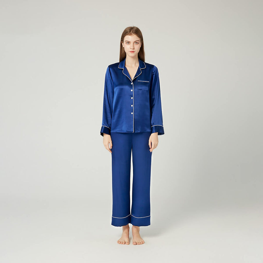 Double-Sided Silky Luxury Mulberry Silk Full-Length Pajama Set for Women LSP001