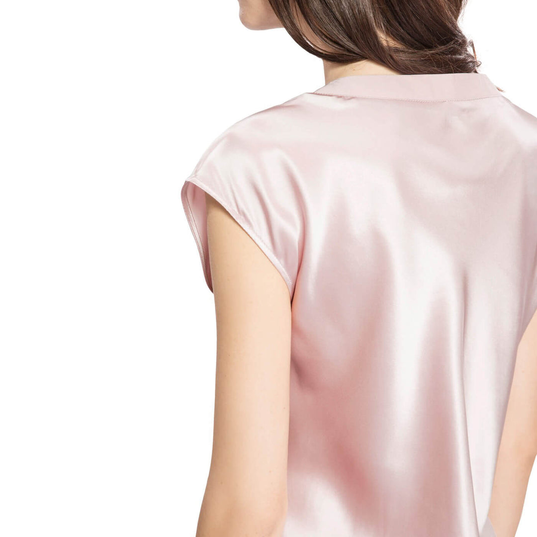 Double-Sided Silky V-Neck Cap Sleeve Mulberry Silk Nightgown LSP009