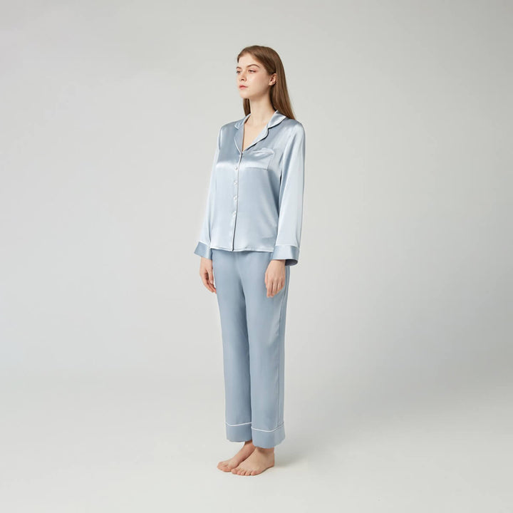 Double-Sided Silky Luxury Mulberry Silk Full-Length Pajama Set for Women LSP001