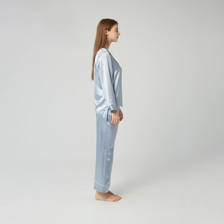 Double-Sided Silky Luxury Mulberry Silk Full-Length Pajama Set for Women LSP001