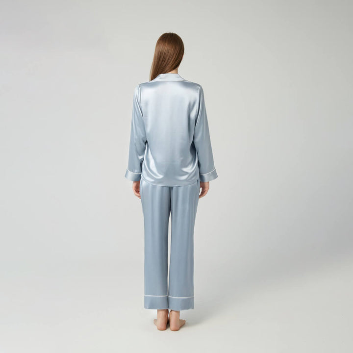 Double-Sided Silky Luxury Mulberry Silk Full-Length Pajama Set for Women LSP001