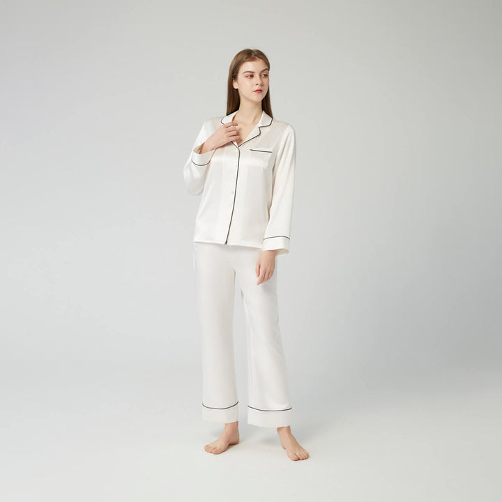 Double-Sided Silky Luxury Mulberry Silk Full-Length Pajama Set for Women LSP001