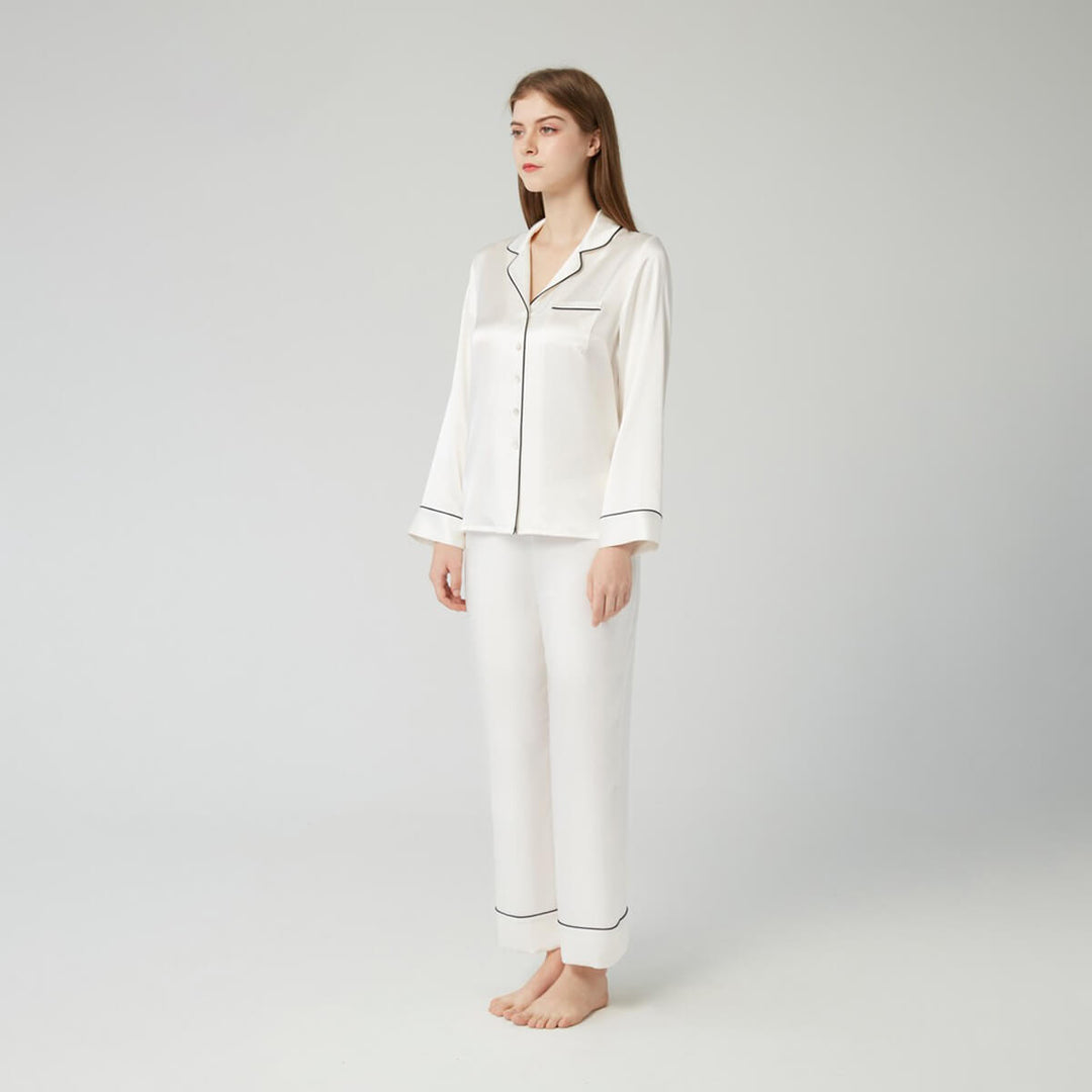 Double-Sided Silky Luxury Mulberry Silk Full-Length Pajama Set for Women LSP001