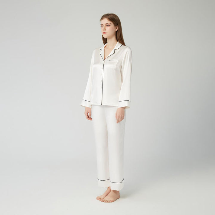 Double-Sided Silky Luxury Mulberry Silk Full-Length Pajama Set for Women LSP001