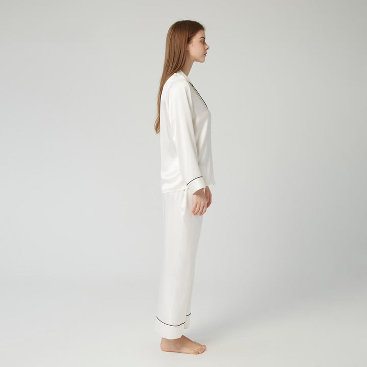 Double-Sided Silky Luxury Mulberry Silk Full-Length Pajama Set for Women LSP001