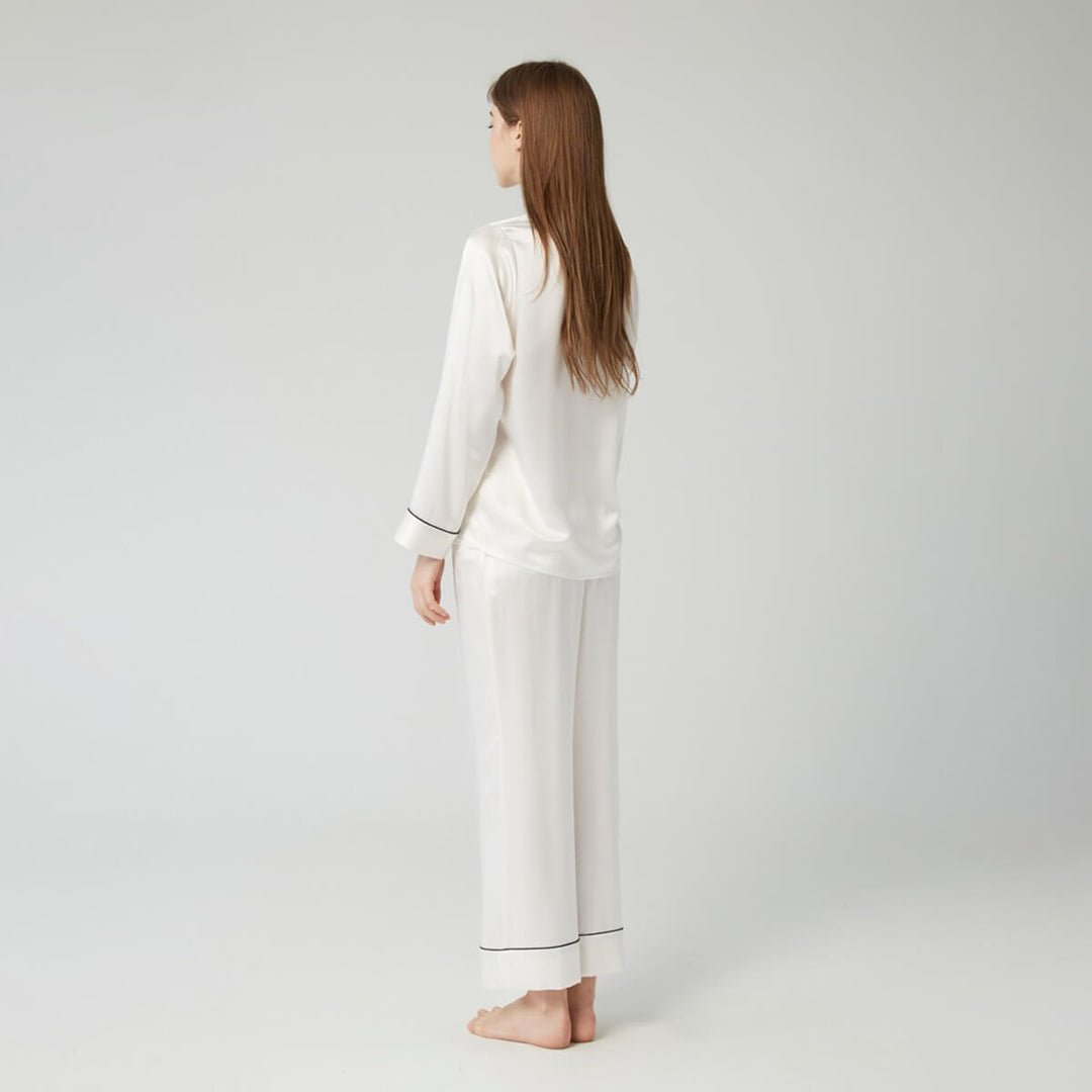 Double-Sided Silky Luxury Mulberry Silk Full-Length Pajama Set for Women LSP001