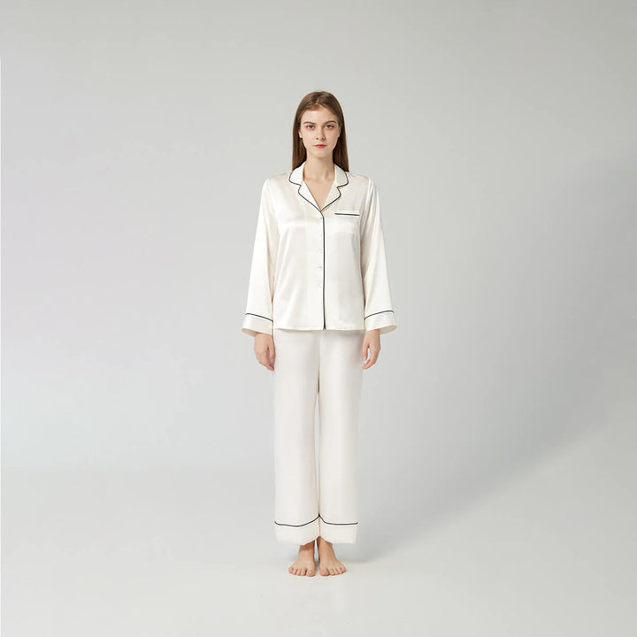 Double-Sided Silky Luxury Mulberry Silk Full-Length Pajama Set for Women LSP001