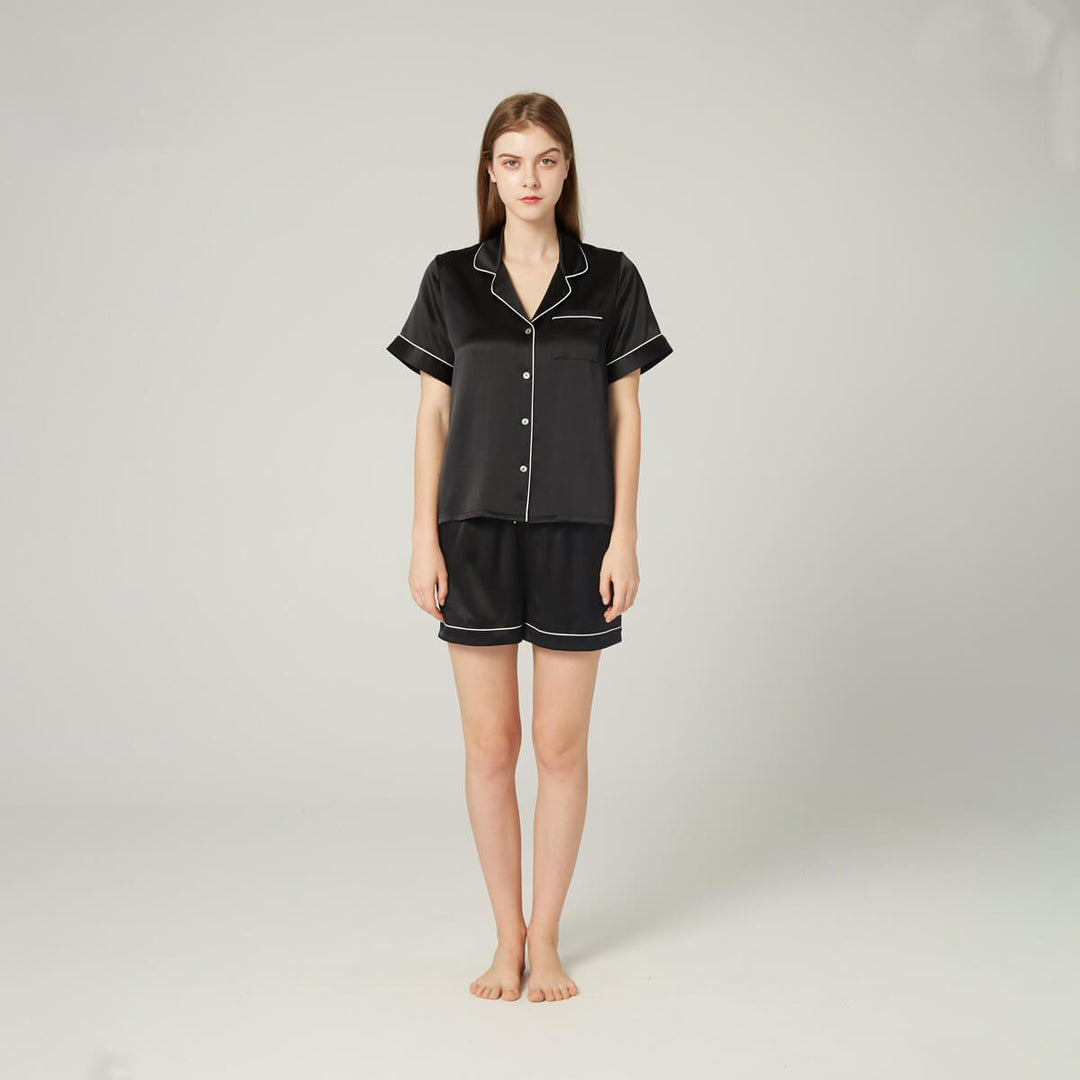 Double-Sided Silky Luxury Mulberry Silk Pajama Shorts Set for Women LSP004