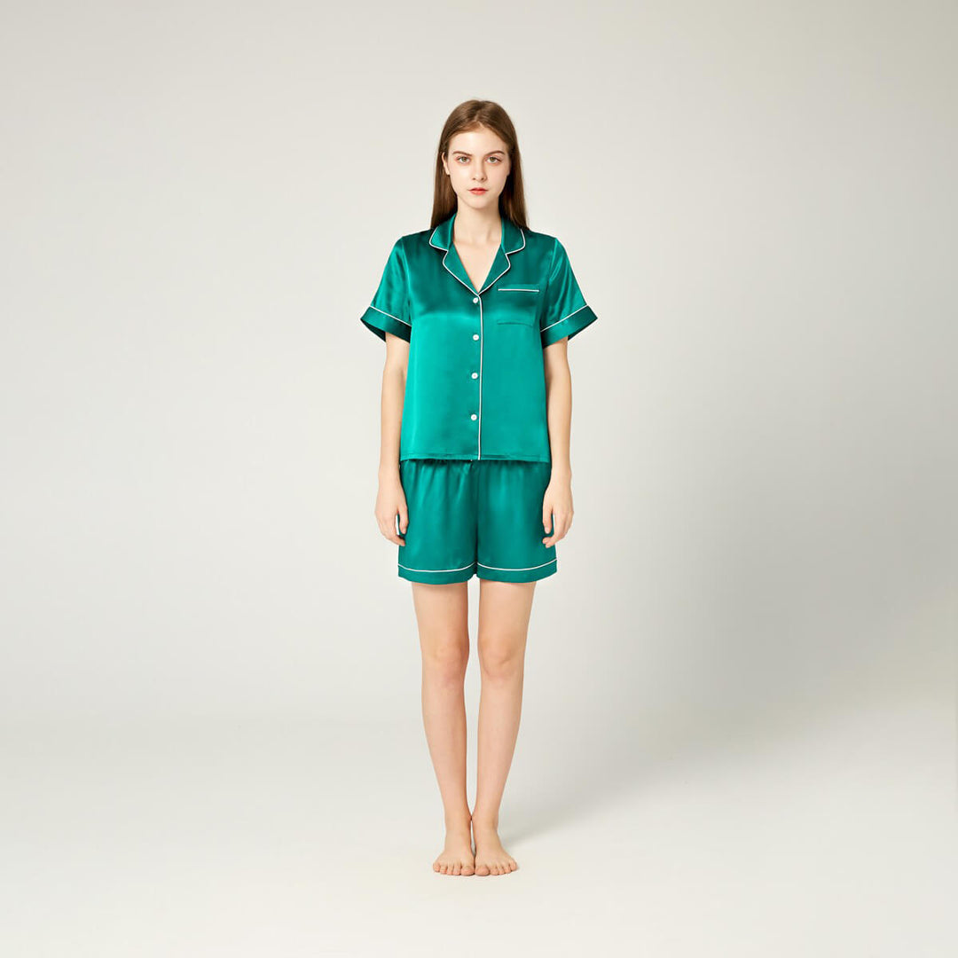 Double-Sided Silky Luxury Mulberry Silk Pajama Shorts Set for Women LSP004