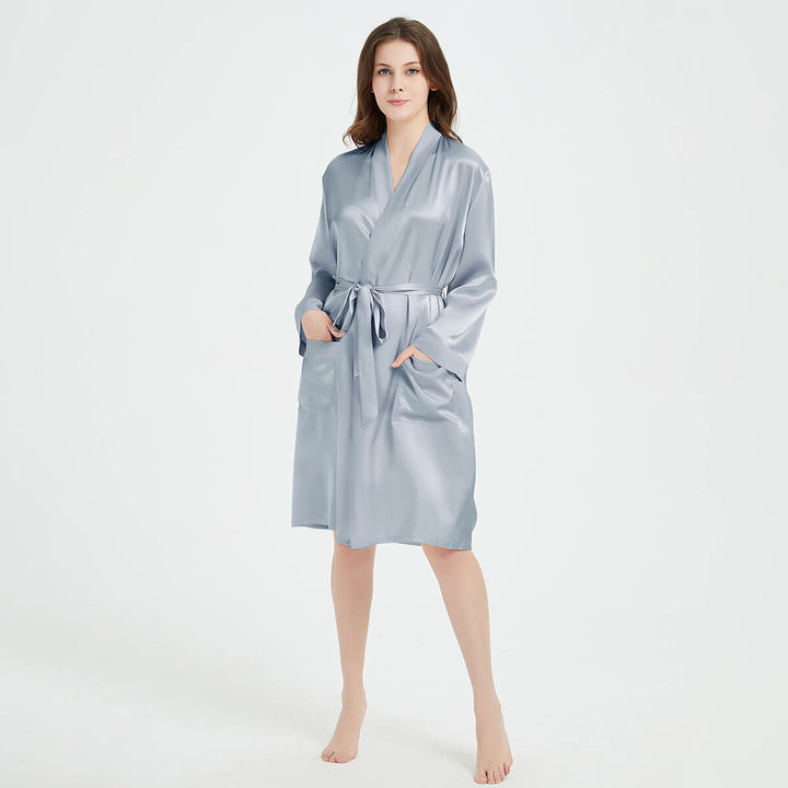 22 Momme Womens Classic Mid-Length Silk Robe LSP020