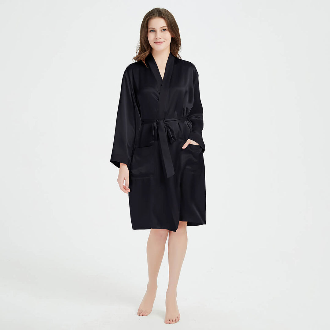 22 Momme Womens Classic Mid-Length Silk Robe LSP020