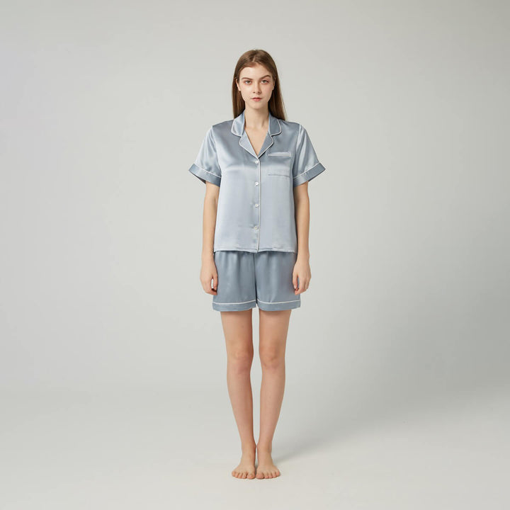 Double-Sided Silky Luxury Mulberry Silk Pajama Shorts Set for Women LSP004