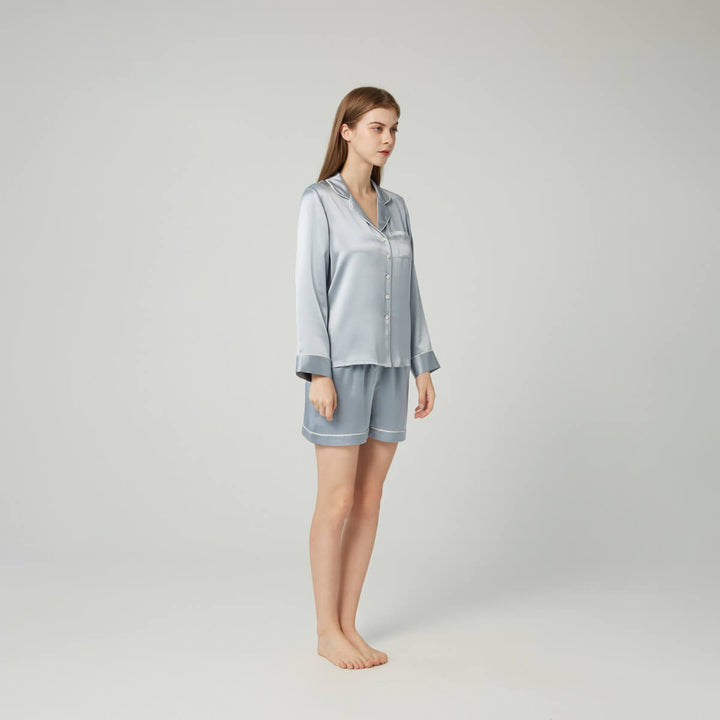 22 Momme Luxurious Long Sleeve Silk Pajama And Shorts Set LSP002