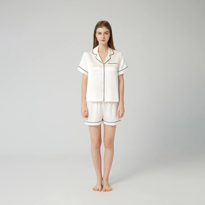Double-Sided Silky Luxury Mulberry Silk Pajama Shorts Set for Women LSP004